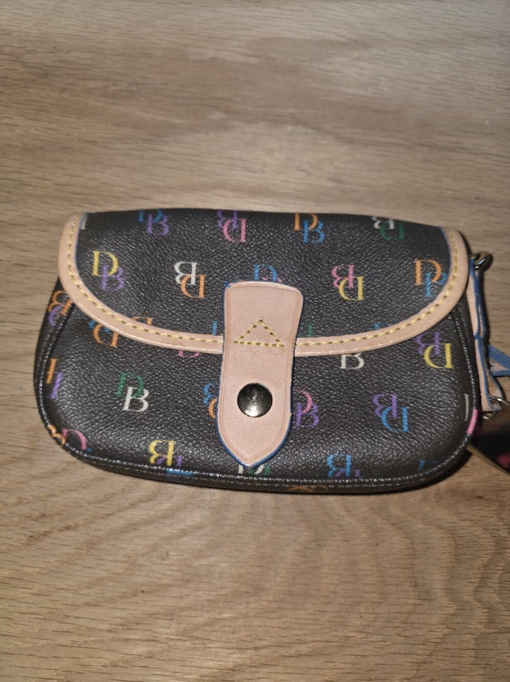 Dooney & Bourke Black Multicolor Monogram Wristlet